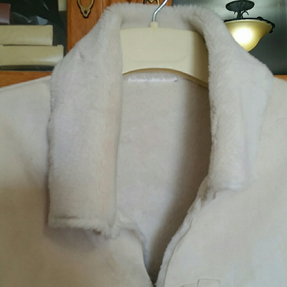 Beautiful suede jacket with lambswool inside sz L - Picture 3 of 5